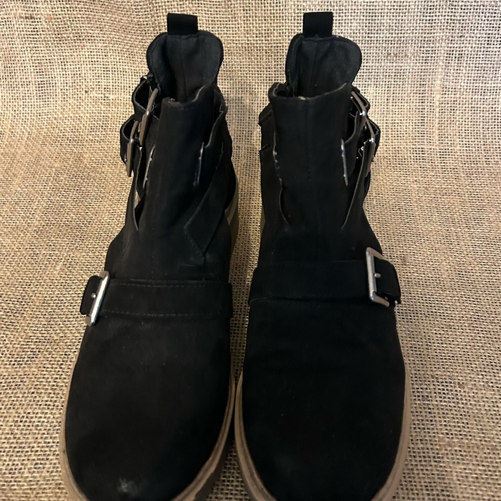 Qupid Black Man Made Suede Ankle Boots